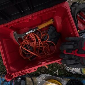 Red Tool Storage Box with Assorted Tools